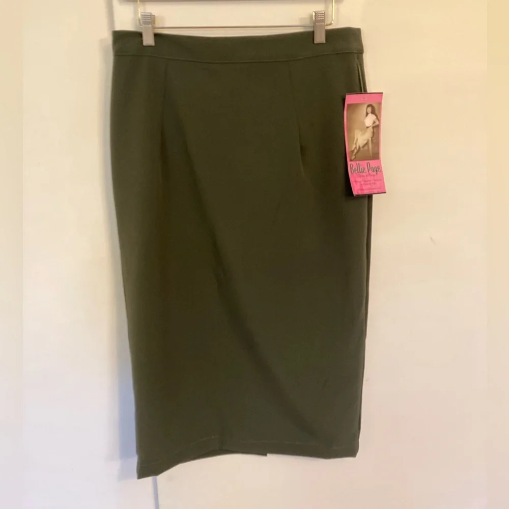NWT Bettie Page Pencil Skirt. Olive Green. - Picture 3 of 13